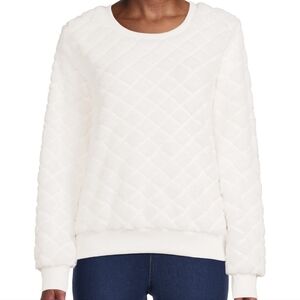 Almost Famous White Quilted Faux Fur Sweater
